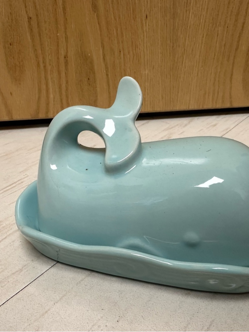 Ceramic Whale Trinket Dish in Pale Aqua